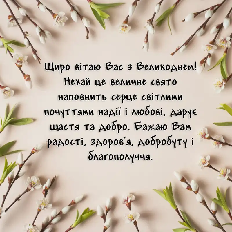 Привітання з Великоднем в листівках