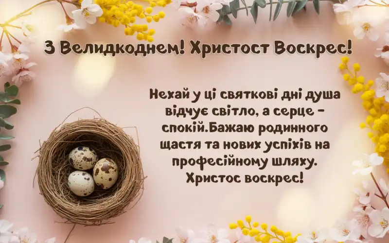 Привітання з Великоднем в листівках