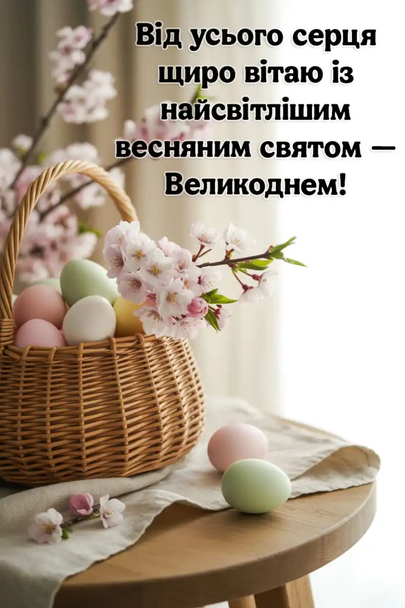 Привітання з Великоднем в листівках